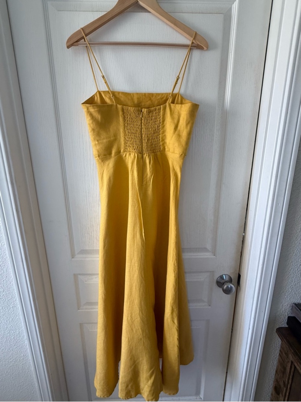 Reformation Monette Linen Dress Yellow - Size 6 - Picture 4 of 7
